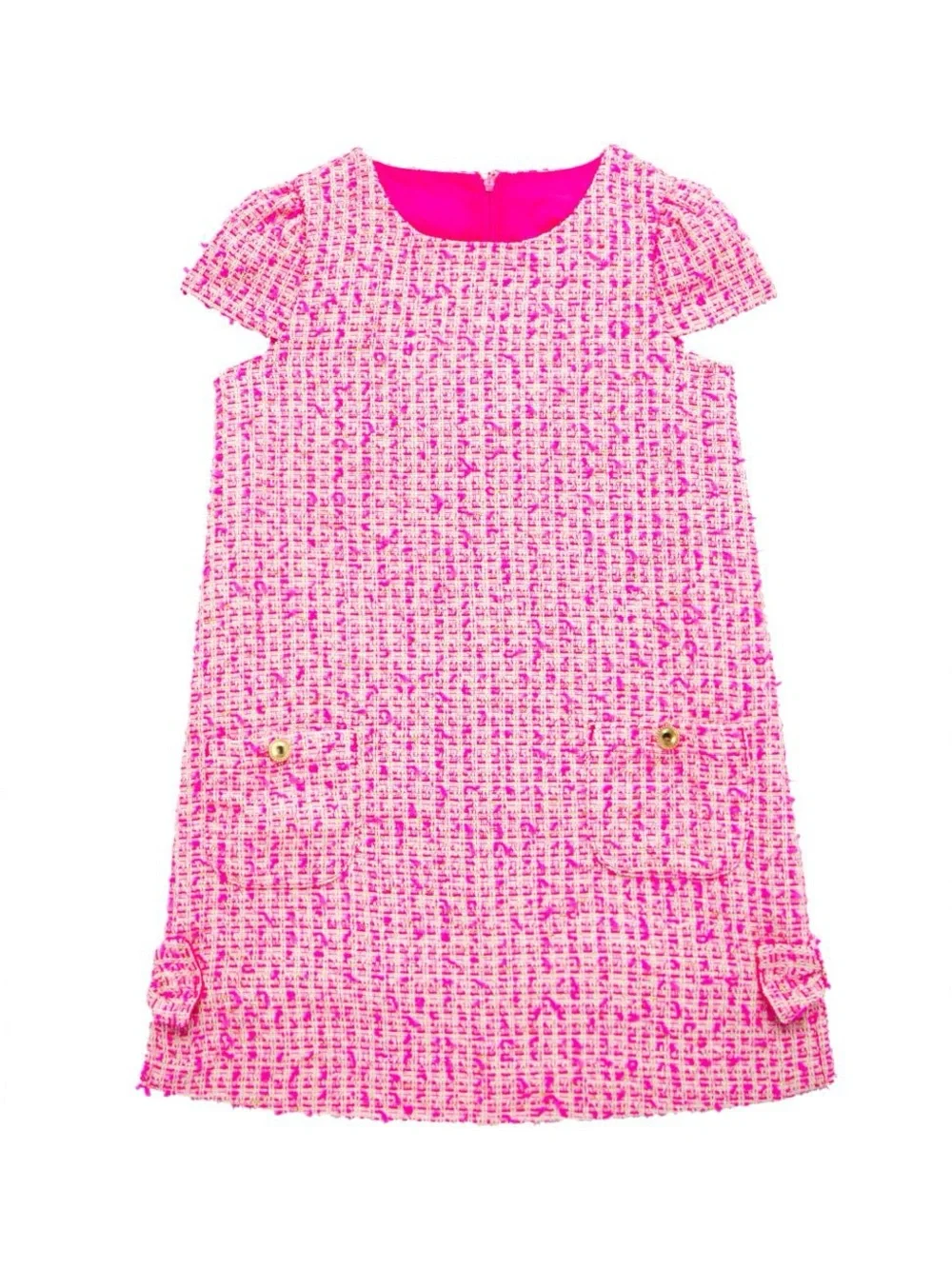 Lilly Pulitzer little Lilly shift girls pink palms fantasy tweed dress sz 5